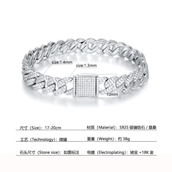 Imperial Radiance Moissanite S925 Sterling Silver Cuban Shimmer Bracelet - Image 4