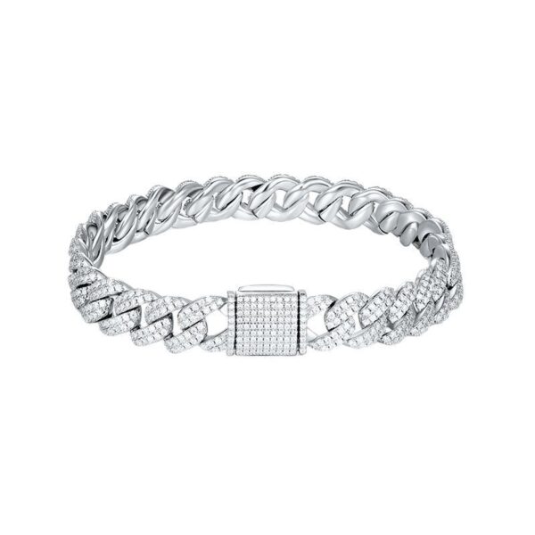 Imperial Radiance Moissanite S925 Sterling Silver Cuban Shimmer Bracelet - Image 3