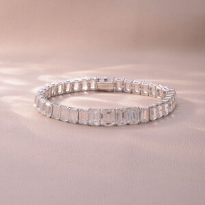 Dreamy Rectangle - Cut Iridescent S925 Silver Moissanite Bracelet