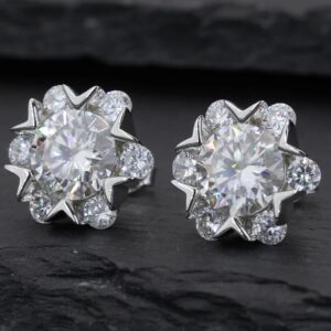 925 Sterling Silver Snowflake Stud Earrings with 18K Gold Plating – Elegant Sparkling Jewelry for Women
