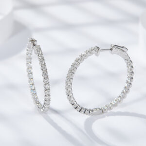 Luxury Moissanite Full Hoop Earrings in White Gold Tone – 29.44mm Diameter