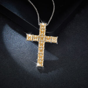 Luxurious 925 Sterling Silver Full Moissanite Cross Necklace