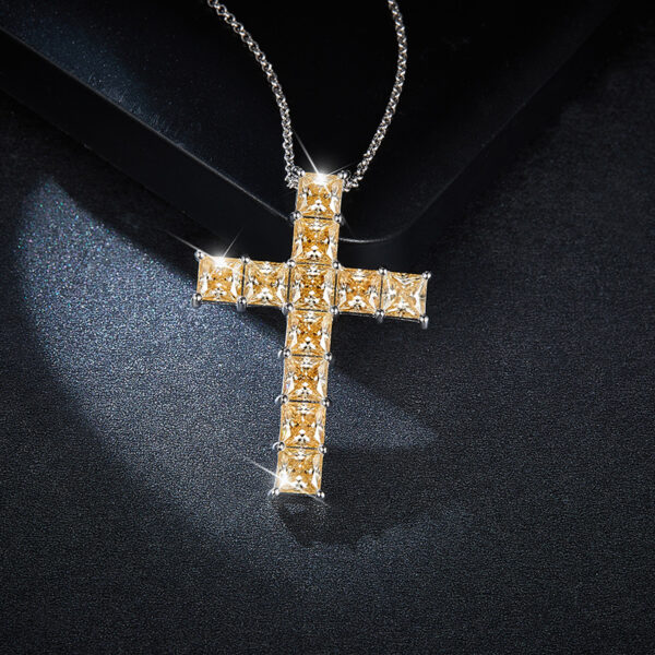 Luxurious 925 Sterling Silver Full Moissanite Cross Necklace