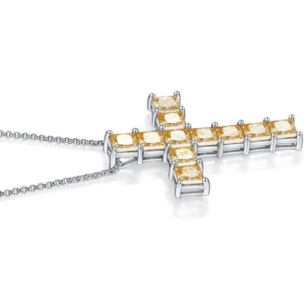 Luxurious 925 Sterling Silver Full Moissanite Cross Necklace - Image 3
