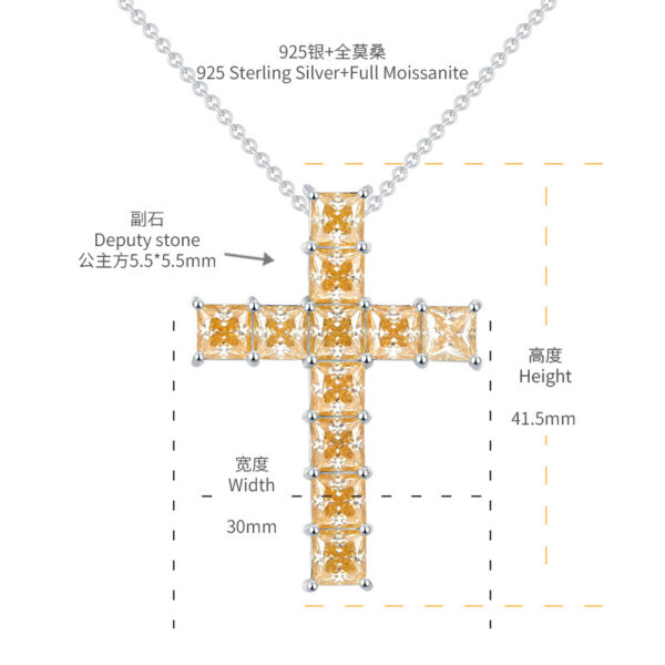Luxurious 925 Sterling Silver Full Moissanite Cross Necklace - Image 5