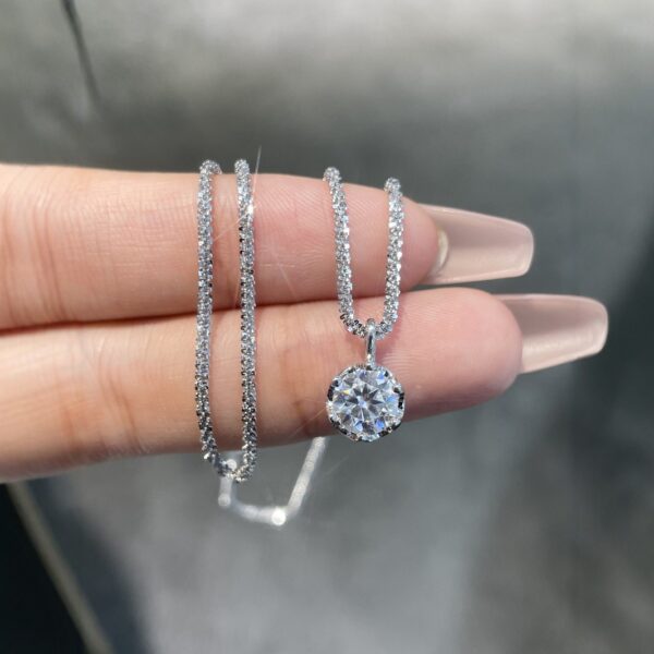 Sparkling Sterling Silver Moissanite Pendant Necklace (with Dual Certifications) - Image 4