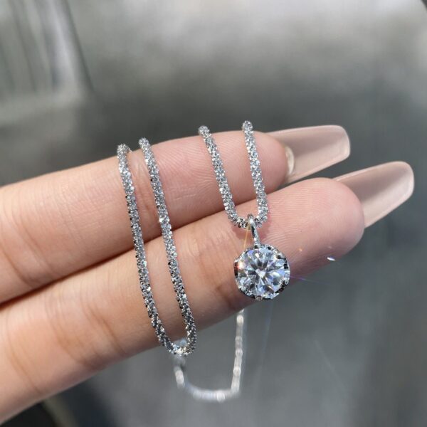 Sparkling Sterling Silver Moissanite Pendant Necklace (with Dual Certifications) - Image 3