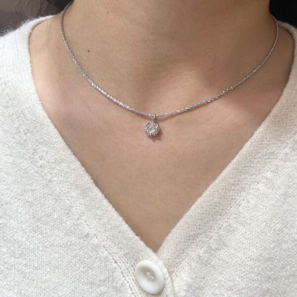 Sparkling Sterling Silver Moissanite Pendant Necklace (with Dual Certifications) - Image 2