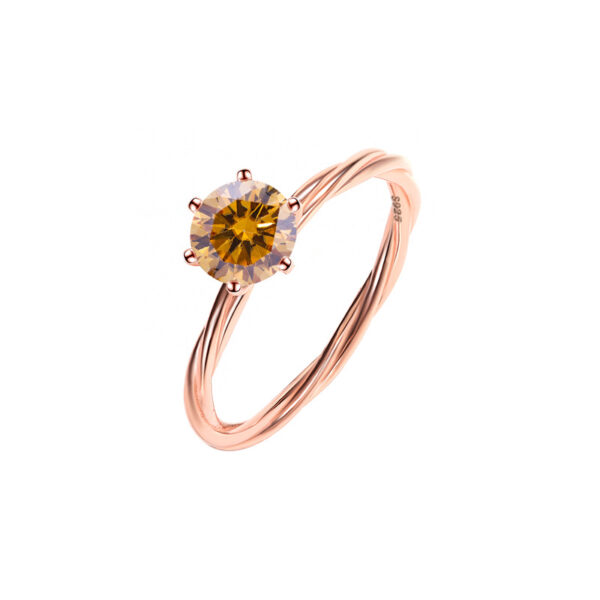 Twisted Band Moissanite Solitaire Ring - Image 3